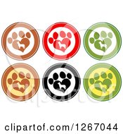 Poster, Art Print Of Circles Of Silhouetted Dogs In Heart Shaped Paw Prints