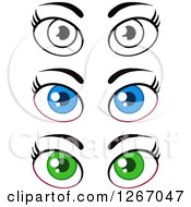 Poster, Art Print Of Pairs Of Blue Green And Black And White Female Eyes And Brows