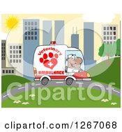 Poster, Art Print Of Happy Black Male Veterinary Pet Ambulance Driver In A City