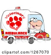 Poster, Art Print Of Happy White Male Veterinary Pet Ambulance Driver