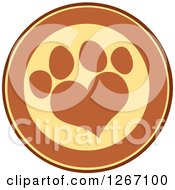 Poster, Art Print Of Brown And Yellow Circle With A Heart Shaped Paw Print