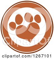 Poster, Art Print Of Brown And White Circle With A Heart Shaped Paw Print