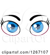 Poster, Art Print Of Blue Pair Of Female Eyes And Brows
