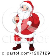 Happy Christmas Santa Claus Carrying A Sack Over His Shoulder