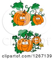 Clipart Of Halloween Character Pumpkin Vines Royalty Free Vector Illustration