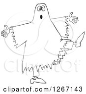 Clipart Of A Black And White Halloween Ghost Dancing Royalty Free Vector Illustration by djart
