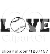 Poster, Art Print Of Black And White Baseball As The Letter O In The Word Love