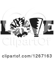 Poster, Art Print Of Black And White Megaphone And Cheerleading Pom Pom In Love