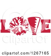 Poster, Art Print Of Red And White Megaphone And Cheerleading Pom Pom In Love