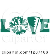 Poster, Art Print Of Green And White Megaphone And Cheerleading Pom Pom In Love