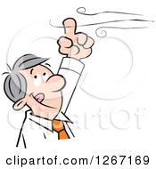 Clipart Of A Caucasian Businessman Holding His Finger Up To The Wind Royalty Free Vector Illustration by Johnny Sajem