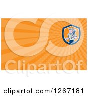 Clipart Of A Plumber Carrying A Monkey Wrench And Orange Ray Business Card Design Royalty Free Illustration