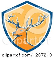 Retro Buck Deer In A Blue White And Yellow Shield