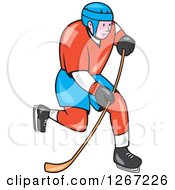 Poster, Art Print Of Cartoon White Male Hockey Player Skating