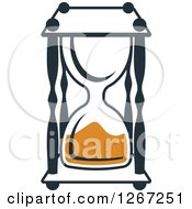 Clipart Of A Navy Blue And Orange Hourglass Royalty Free Vector Illustration