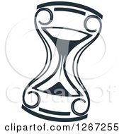 Clipart Of A Navy Blue Tilted Hourglass Royalty Free Vector Illustration