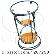 Clipart Of A Tilted Black And Orange Hourglass Royalty Free Vector Illustration