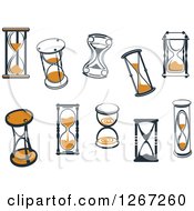 Poster, Art Print Of Navy Blue And Orange Hourglasses