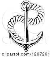 Poster, Art Print Of Black And White Nautical Anchor With Rope