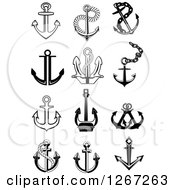 Clipart Of Black And White Nautical Anchors Royalty Free Vector Illustration