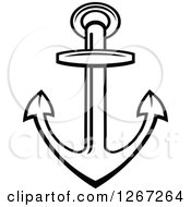 Clipart Of A Simple Outlined Black And White Nautical Anchor Royalty Free Vector Illustration
