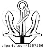 Clipart Of A Black And White Rope And Nautical Anchor Royalty Free Vector Illustration