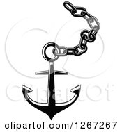 Clipart Of A Black And White Chain And Nautical Anchor Royalty Free Vector Illustration
