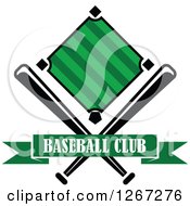 Poster, Art Print Of Baseball Diamond Field With Crossed Bats And A Green Text Banner