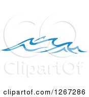 Clipart Of Blue Choppy Ocean Sea Waves Royalty Free Vector Illustration