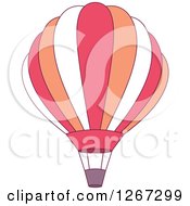 Clipart Of A White Pink And Orange Hot Air Balloon Royalty Free Vector Illustration