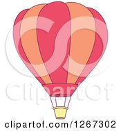 Clipart Of A Pink And Orange Hot Air Balloon Royalty Free Vector Illustration