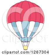 Clipart Of A Pink White And Blue Hot Air Balloon Royalty Free Vector Illustration