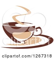 Poster, Art Print Of Two Toned Tan And Brown Steamy Coffee Cup On A Saucer 7