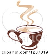 Poster, Art Print Of Two Toned Tan And Brown Steamy Coffee Cup 2