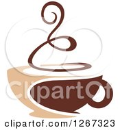 Poster, Art Print Of Two Toned Tan And Brown Steamy Coffee Cup 5