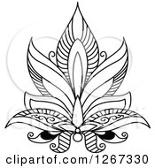 Clipart Of A Black And White Beautiful Henna Lotus Flower 2 Royalty Free Vector Illustration