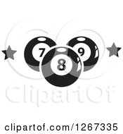 Poster, Art Print Of Black And White Billiards Pool Balls And Stars