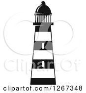 Clipart Of A Black And White Striped Lighthouse Royalty Free Vector Illustration