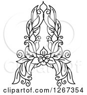 Poster, Art Print Of Black And White Floral Capital Letter A With A Flower