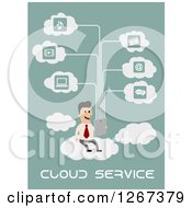 Poster, Art Print Of Businessman Cloud Computing Over Green With Text