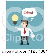 Clipart Of A Creative Businessman With An Idea Over Blue Royalty Free Vector Illustration by Vector Tradition SM