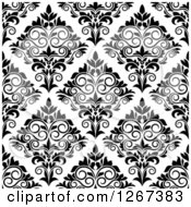 Poster, Art Print Of Seamless Pattern Background Of Vintage Black And White Ornate Floral Damask