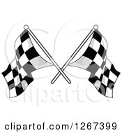 Poster, Art Print Of Crossed Grayscale Checkered Racing Flags