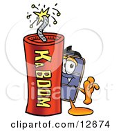 Poster, Art Print Of Suitcase Cartoon Character Standing With A Lit Stick Of Dynamite