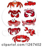 Clipart Of Red Crab Designs Royalty Free Vector Illustration