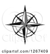 Clipart Of A Black And White Compass Rose Royalty Free Vector Illustration