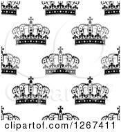 Seamless Background Pattern Of Black And White Ornate Crowns