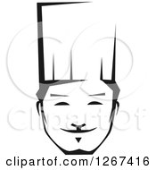 Poster, Art Print Of Black And White Happy Young Male Asian Chef Face