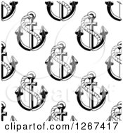 Clipart Of A Seamless Black And White Pattern Of Anchors And Ropes Royalty Free Vector Illustration