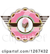 Clipart Of A Pink Yellow And Brown Ice Cream Popsicle Badge Royalty Free Vector Illustration by Vector Tradition SM